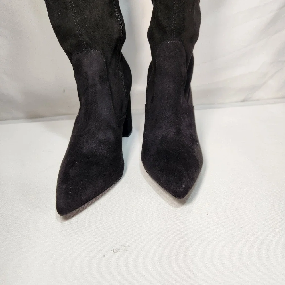 JustFab Aubriana Boots Over The Knee Heeled Suede‎ Women's Size 9 Black